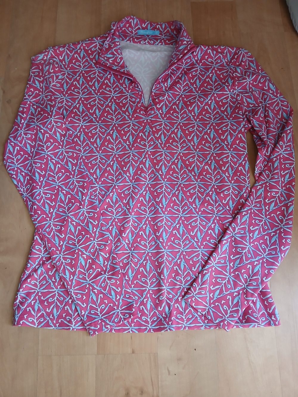 J. McLaughlin Pink Geometric  Long-Sleeve Active Shirt